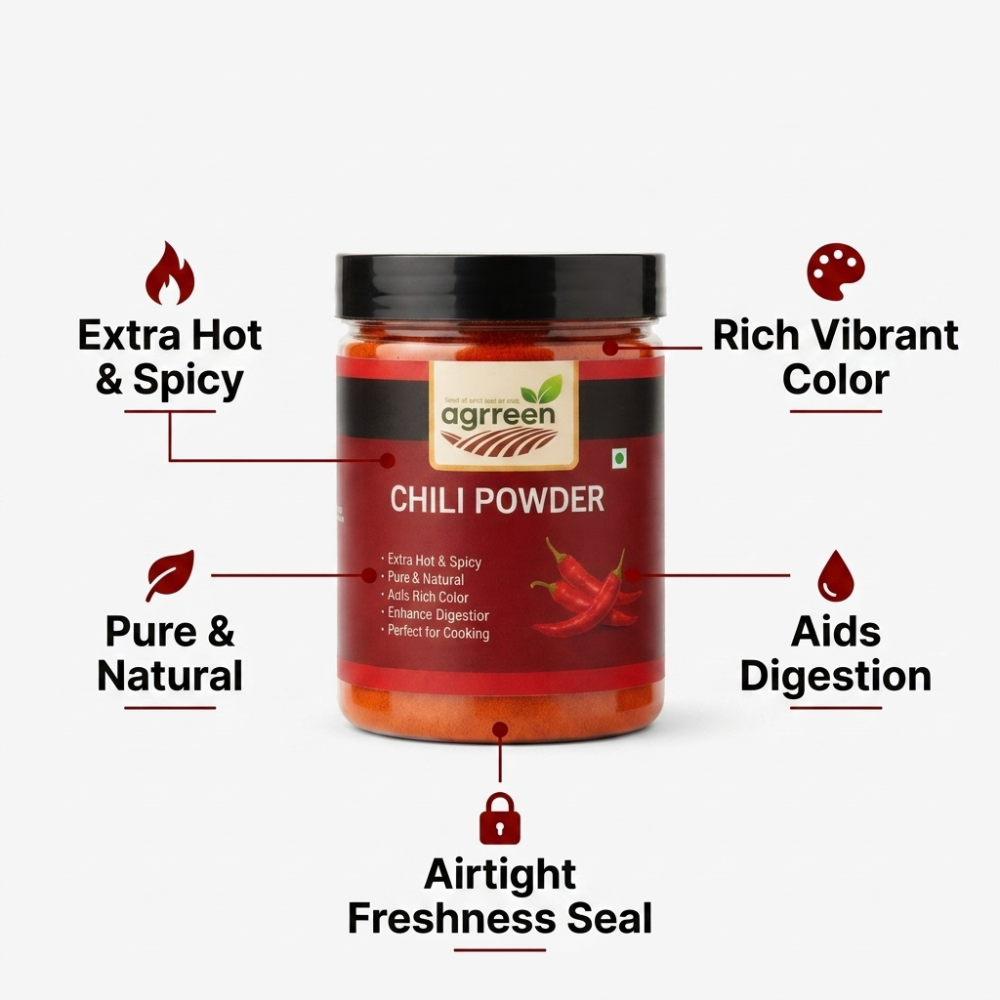 AGRREEN Guntur Red Chilli Powder 200g | GI Tag Certified Guntur Mirch | Authentic Andhra Spice