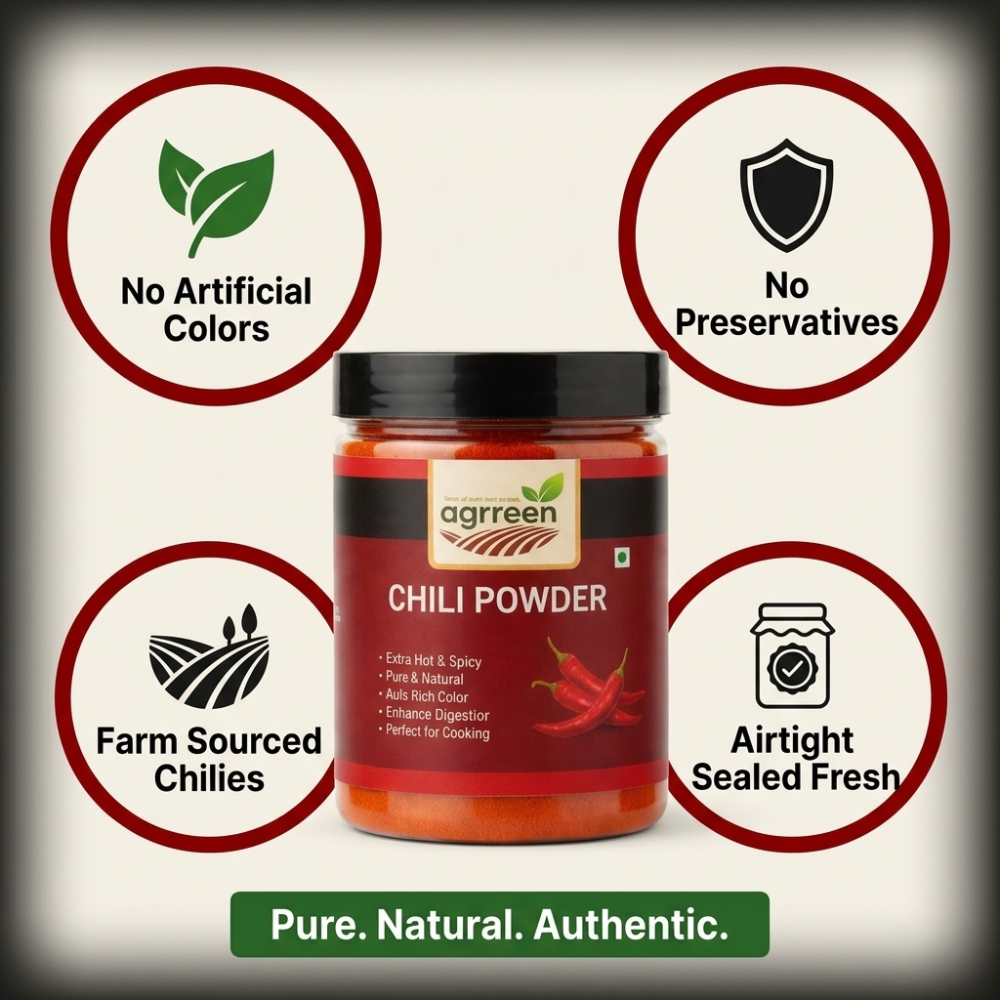 AGRREEN Guntur Red Chilli Powder 200g | GI Tag Certified Guntur Mirch | Authentic Andhra Spice