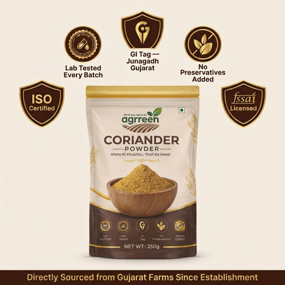 AGRREEN Coriander Powder 500g | Bulk Pure Dhaniya | Freshly Ground Farm Direct Masala FSSAI Approved | GI Tag Product