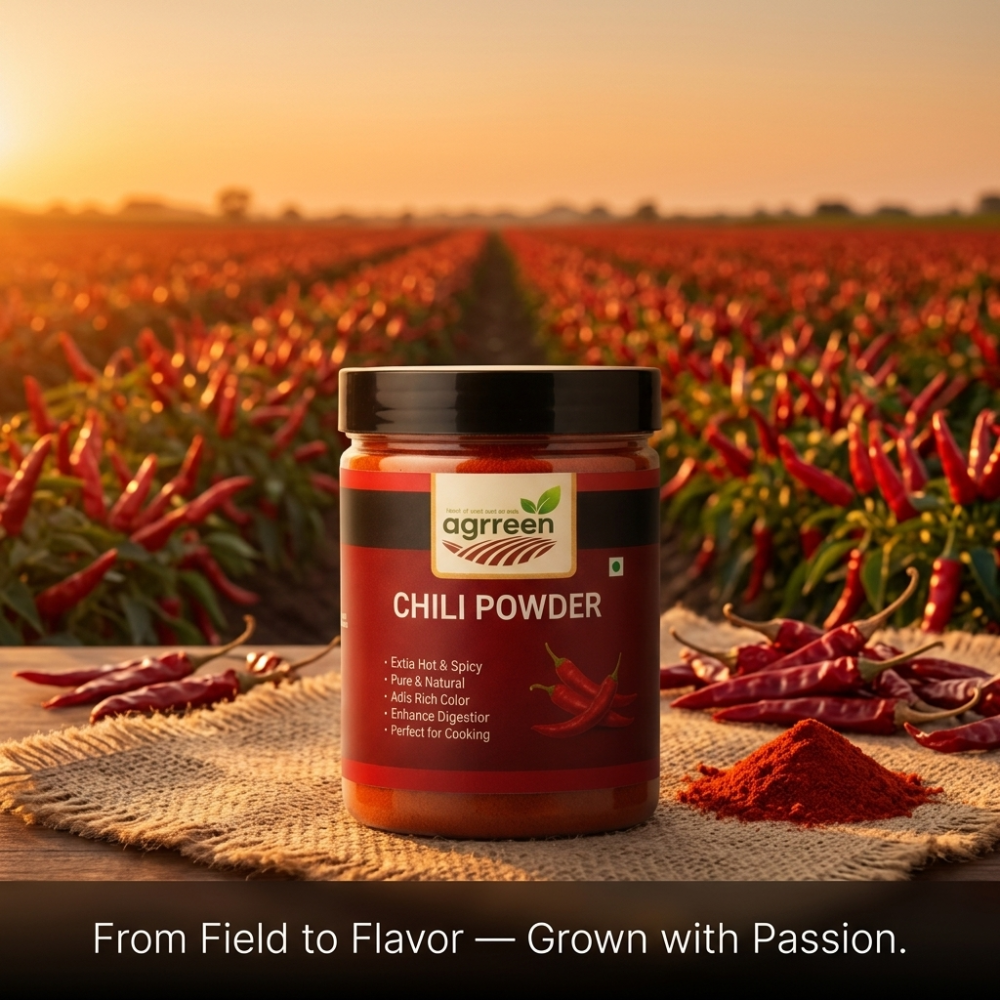 AGRREEN Guntur Red Chilli Powder 100g | GI Tag Certified Lal Mirch | Extra Spicy Rich Colour No Added Dye