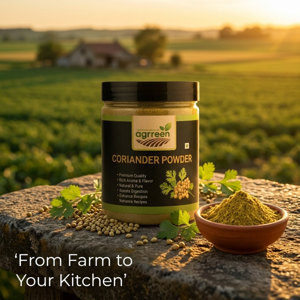 AGRREEN Coriander Powder 50g | Fresh Aromatic Dhaniya | Farm Sourced Pure Ground Masala FSSAI Certified